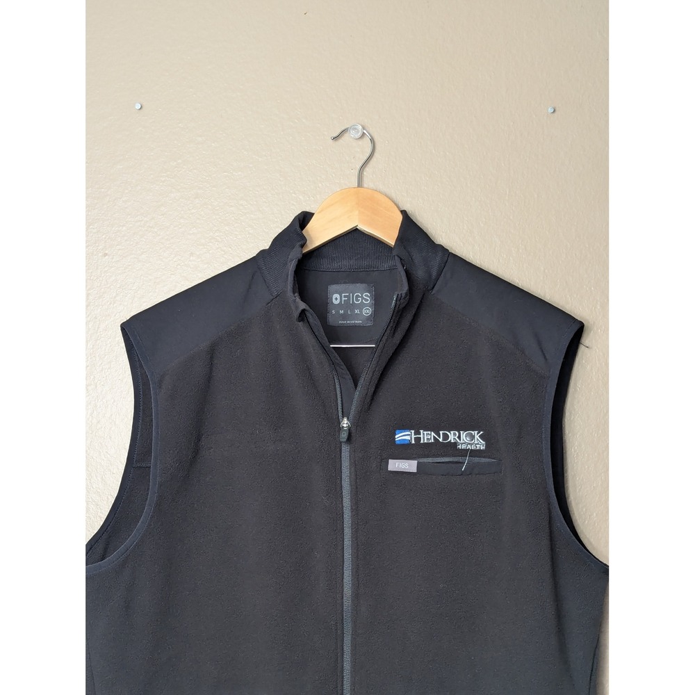 FIGS Fleece Vest Mens XXL Black Full Zip Hendrick Health Medical Workwear Pocket